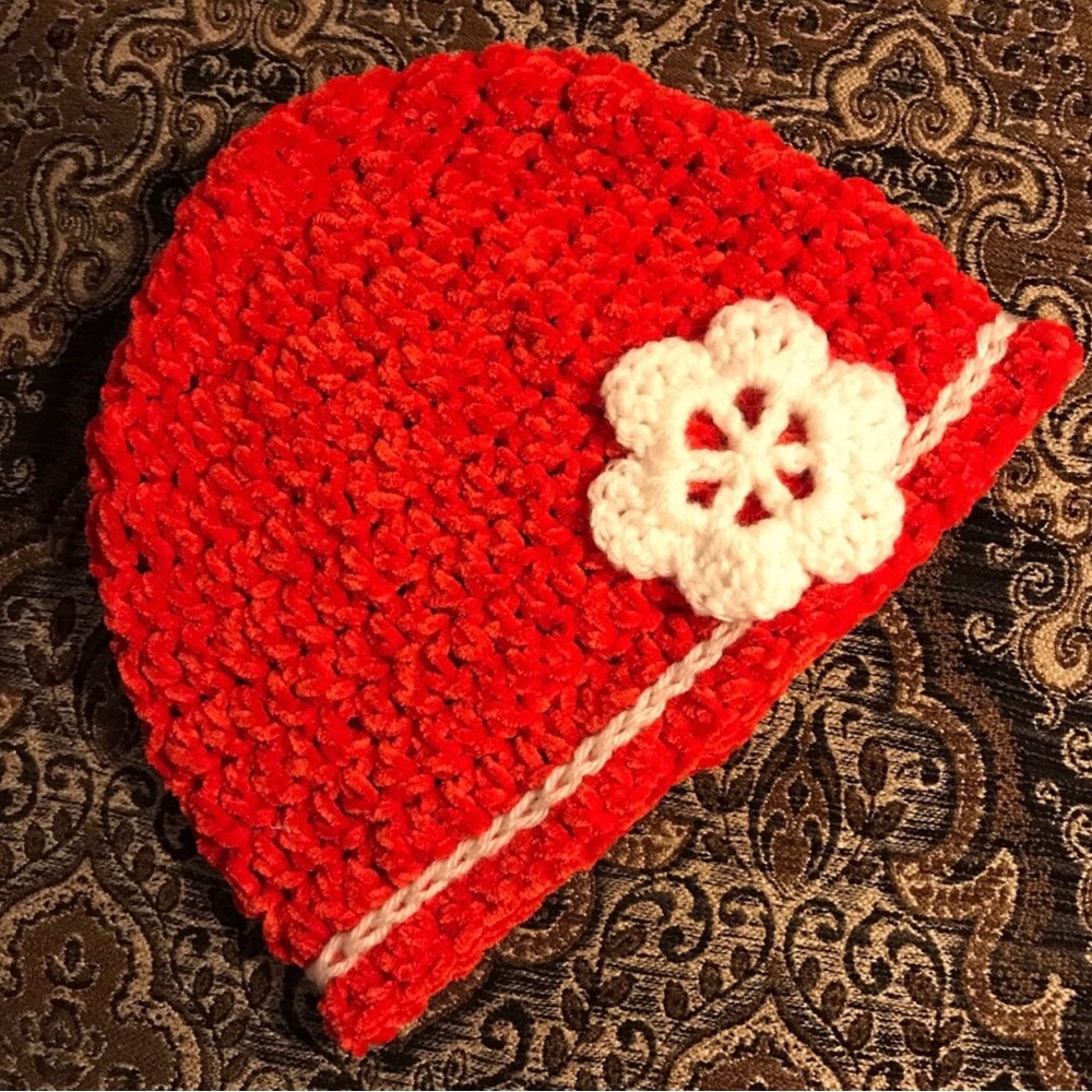 Chenille Handmade Adult Crochet Beanie